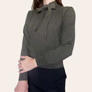Vintage olive green bow neck sweater XS/S